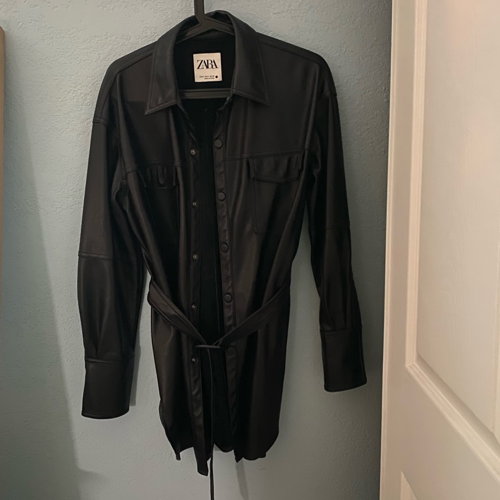 Zara faux leather shacket